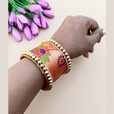 Golden red Paithani Handcuff