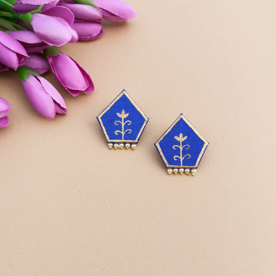 Blue Hand-painted Stud earrings