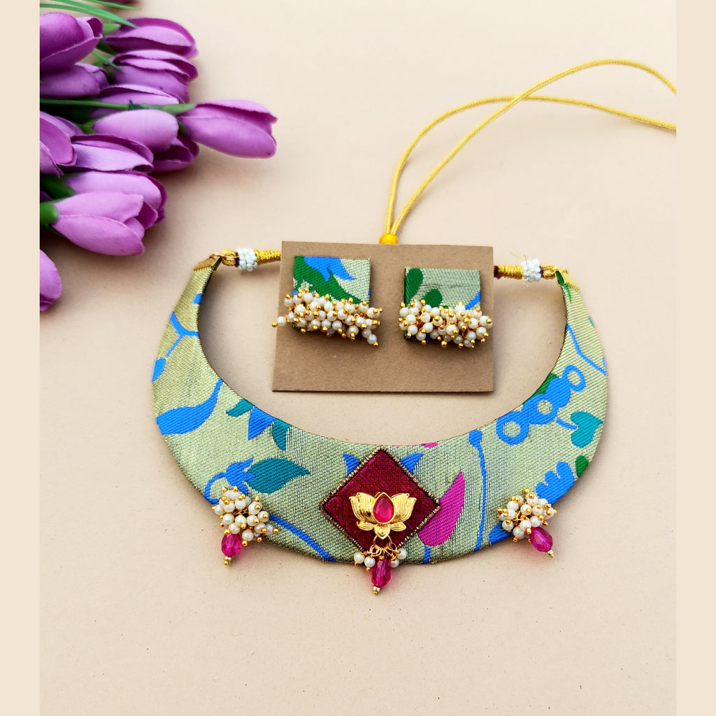Lotus Paithani Choker