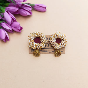 Maroon Jhumka Earrings
