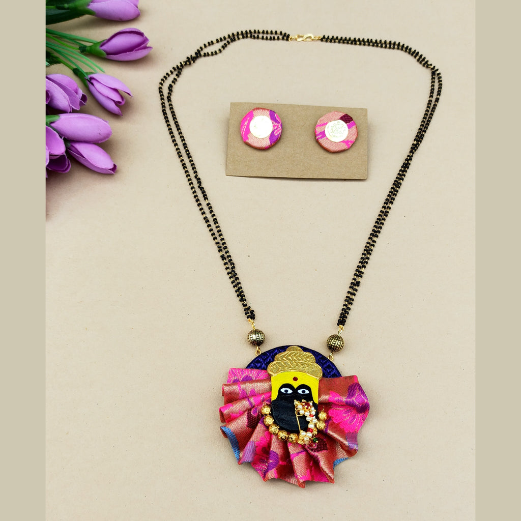 Pink Paithani Short Devi Mangalsutra