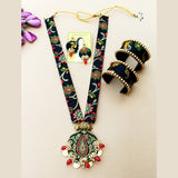 Black Brocade Statement Necklace Combo set