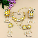 Haldi/Mehndi खण Fabric Jewellery Set