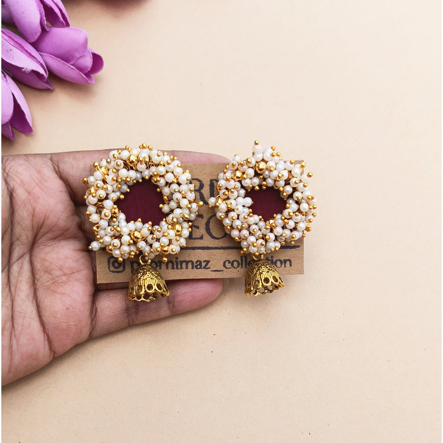 Maroon Jhumka Earrings